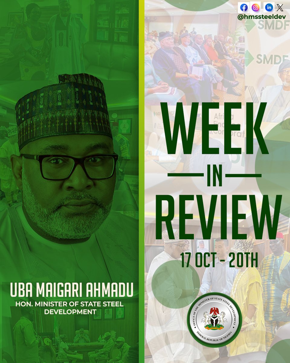 UbaMaigari1's tweet photo. Honorable Minister of State Steel Development, H.E. Uba Maigari, in action throughout the week! 📸📷Catch all the highlights in the picture.
#SteelDevelopment #Highlights #ProgressWithMaigari #RenewedHope2023 https://t.co/V6ef22xisz