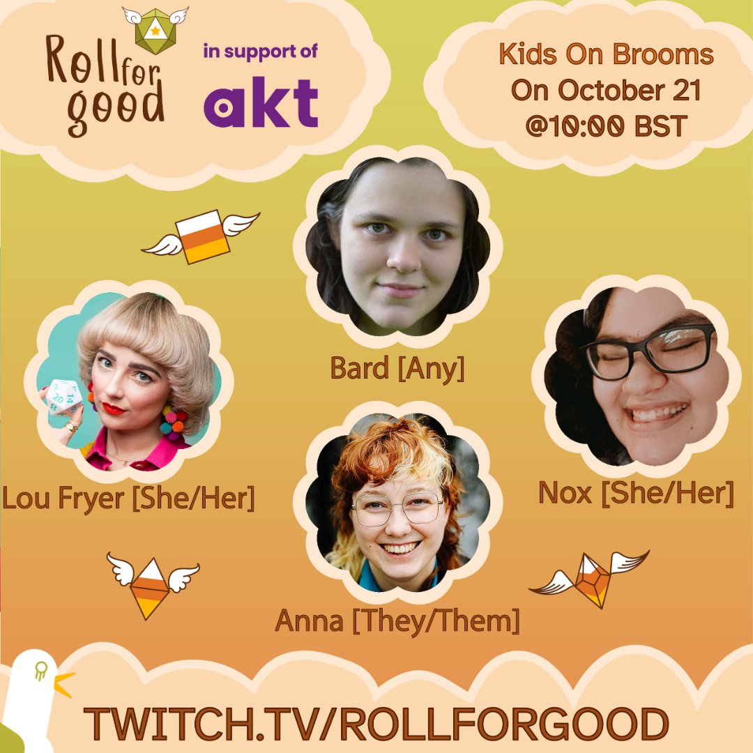 Roll For Good β TTRPGs For Charity (@rollforgood) on Twitter photo LIVE and about to start at twitch.tv/rollforgood
Up now is #kidsonbrooms (<a href="/Hunters_Ent/">Hunters Entertainment</a>) with Laura aka Bard, @iamloufryer <a href="/peculiarplanets/">Anna Everts (aka Riley) | they/them</a> <a href="/noxturnal_7/">Nox βοΈ</a>
Your donations to <a href="/aktcharity/">akt</a> can give or take away adversity tokens during the game! Join now & make a difference LIVE and about to start at twitch.tv/rollforgood
Up now is #kidsonbrooms (<a href="/Hunters_Ent/">Hunters Entertainment</a>) with Laura aka Bard, @iamloufryer <a href="/peculiarplanets/">Anna Everts (aka Riley) | they/them</a> <a href="/noxturnal_7/">Nox βοΈ</a>
Your donations to <a href="/aktcharity/">akt</a> can give or take away adversity tokens during the game! Join now & make a difference