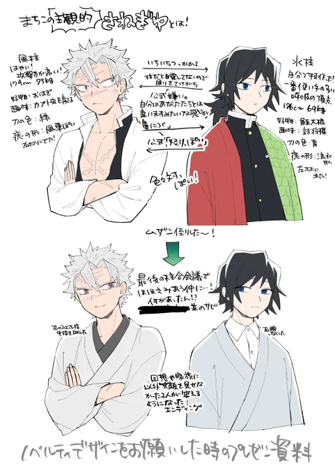 らくがきけっこう溜まってきたのでまとめるか～ってログ整理してたらプレゼン資料でてきた ※さねぎゆ 塗りつぶしているのはデザイン頼んだ友人と私の出会いのカップリングのアレコレ