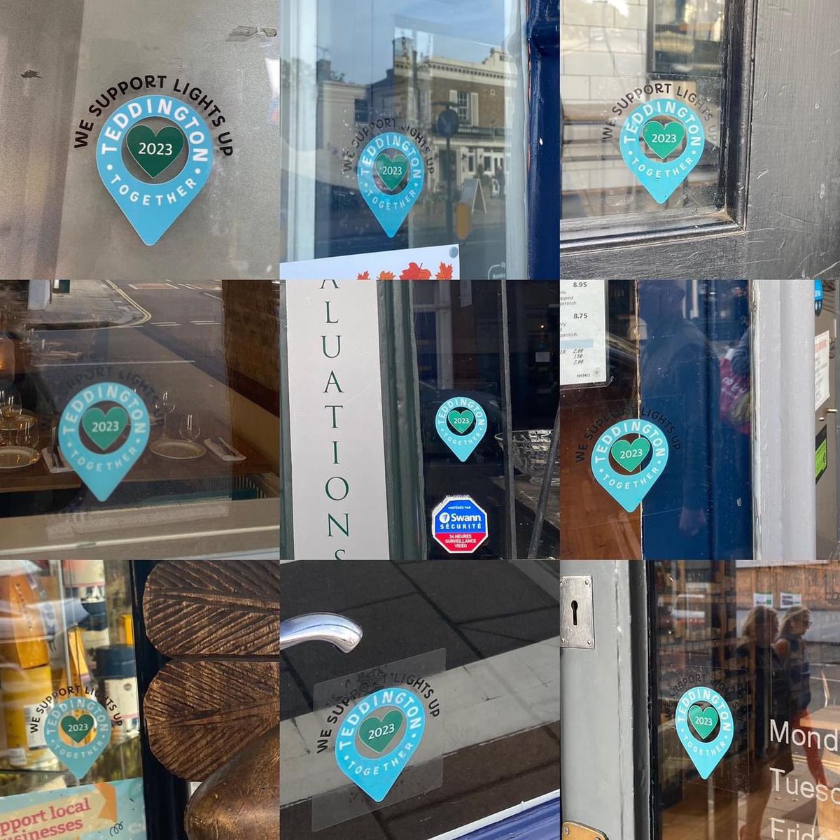 These stickers are appearing all over Teddington, to show those who have paid towards the 2023 Christmas Lights Up event. Please show your support by patronising these businesses. A few are not able to put in windows due to company policy so please ask! @TeddingtonNub