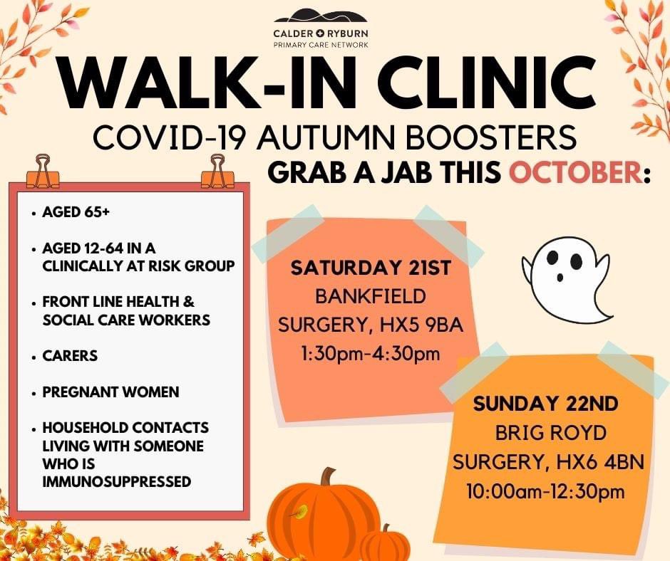 StainlandRd's tweet photo. We are coming towards the end of our autumn booster campaign. Walk in clinics available this weekend at practices below https://t.co/1BsUqEwCBN
