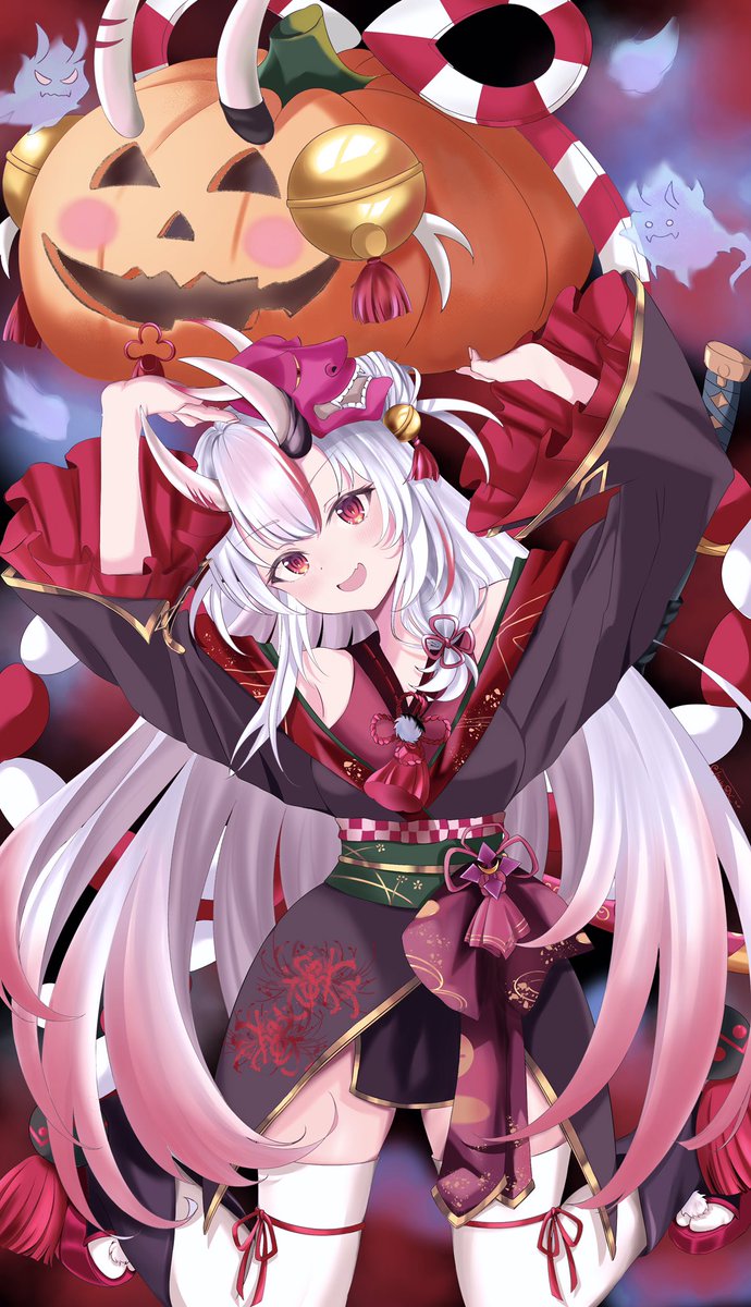 TsukiDC's tweet photo. Happy Halloween 👻 

#百鬼あやめ #百鬼絵巻 #Halloween2023 #hololive #vtuber https://t.co/8gq5VmbZez