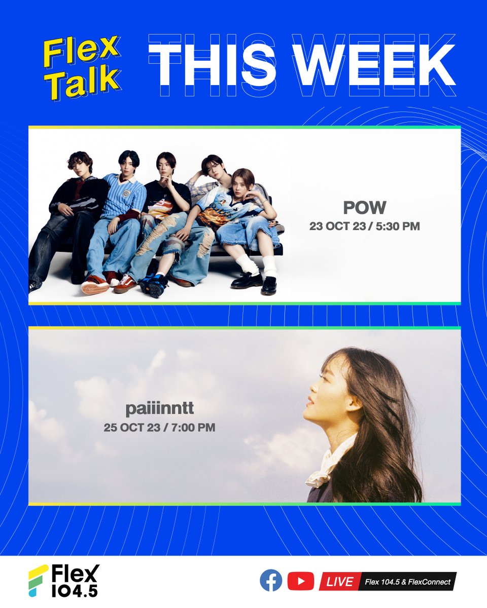 Flex_Connect's tweet photo. วีคนี้เตรียมตัวเตรียมใจได้เลย ศิลปินที่ทุกคนรอคอยจะมาเจอกันในรายการ FlexTalk แล้ว 🎉
📌ปักวันไว้เลย อยากเจอใครได้เจอแน่!
.
@POW_grid
.
#POW #파우 #POW_GRID #POW_Dazzling
#เก็บไปฝัน #dreamabout #paiiinntt
#FLEXTALK #FlexConnect #Flex1045 https://t.co/rJTPEKDckI