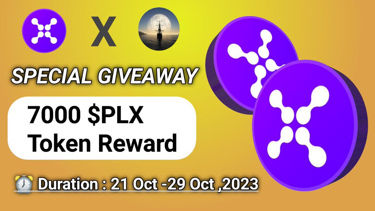🥳 Plexus x Moonstrom #Airdrop 🏆 Prize » 7,000 $PLX Tokens ✅Follow @Strom_Moon ✅♥️, RT and Tag 3 Frnd ✅Complete #Gleam ⤵️ gleam.io/2ImRM/plexus-x… ⌚End 29 Oct. #Airdrops #BSC #Giveaway #cryptocurrency #bsc #Plexus_fi #Ripple #solana #coinbase #kucoin #FCFS #1000XGems