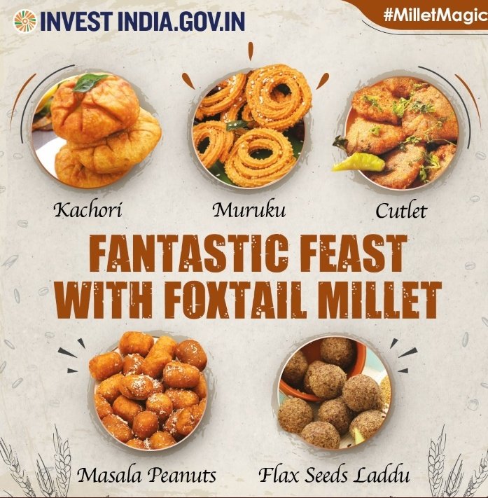 MilletsOfIndia's tweet photo. Incorporating 🌾 #Millets #Shreeanna into a daily diet also ⬇️ the risk of #heart disease. Take, for example, #Foxtail #Millet, a Minor Millet, named as such because it resembles the tail of a fox. Many 😋recipes are available besides taking it in the form of #ambali. #IYM2023 https://t.co/TvqkQx5UO7