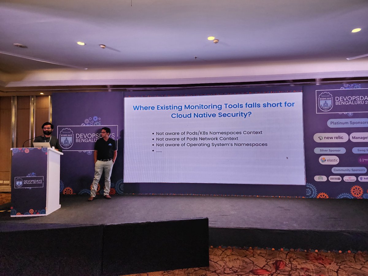 devopsdays_blr's tweet image. Visualizing K8s security using eBPF with @neependra and Abdul kareem memon!! 🎤 #DevOpsDaysBLR