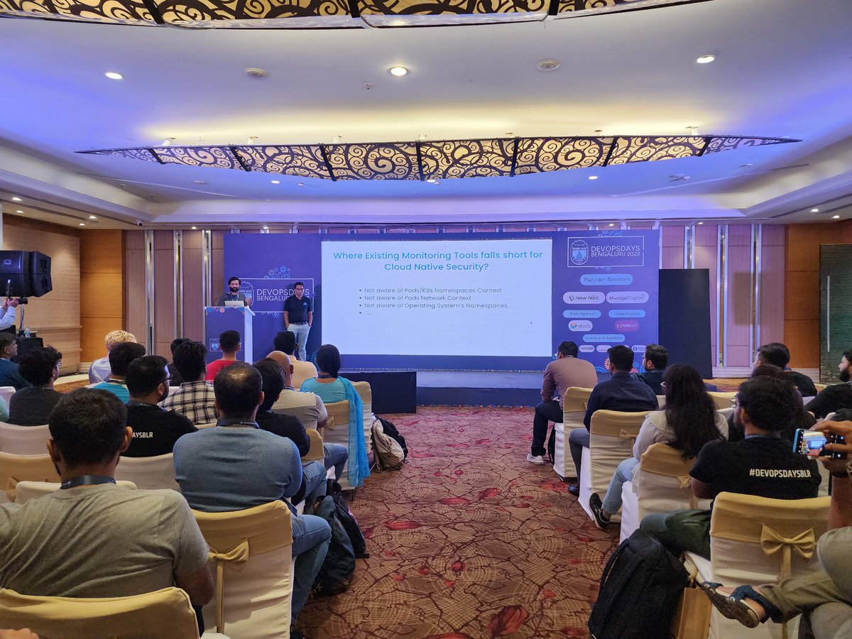 devopsdays_blr's tweet image. Visualizing K8s security using eBPF with @neependra and Abdul kareem memon!! 🎤 #DevOpsDaysBLR