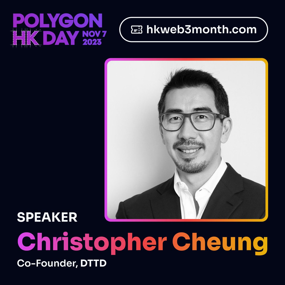 #HKWeb3Month Polygon HK Day Speaker <a href="/cktcxo/">cktcxo</a> <a href="/dttd_nft/">DOTTED</a> 

🎟️ Free hkweb3month.com/tickets 

Polygon makes Ethereum more economically viable; DOTTED makes digital assets and NFTs more accessible. The two together make a dynamic force driving the mass adoption of blockchain.