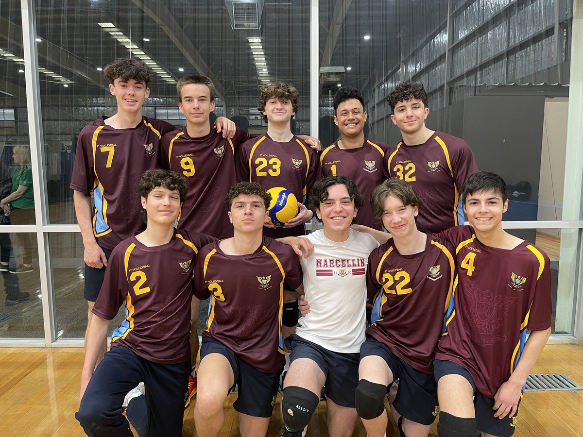 MarcellinSport's tweet photo. Our 1st Volleyball team started their season this morning. Congrats to Tom, Pat, Pat, Adam, Lachlan and Antonio who made their debut. #StriveForTheHighest https://t.co/kqSSvfgdcc