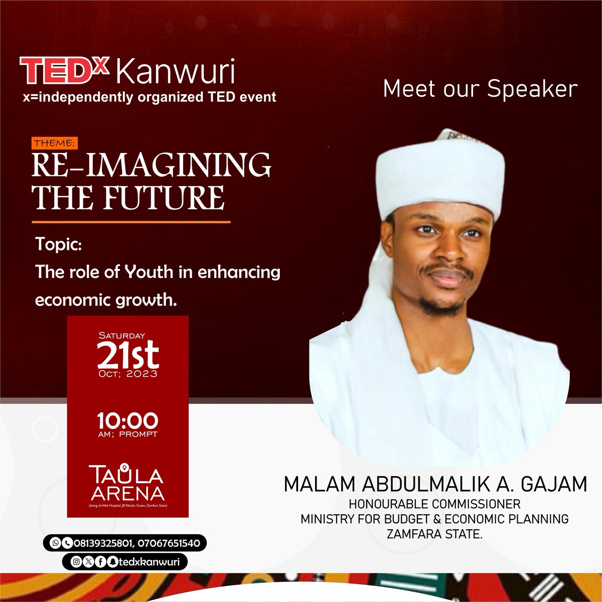 Officialgajam's tweet photo. Excited to announce that I'll be attending TEDx Kanwuri! 🎉🎤 Get ready for a day filled with incredible ideas, inspiring speakers, and thought-provoking discussions. #TEDxKanwuri #IdeasWorthSpreading #TEDxAdventure https://t.co/8o9gHARnmK