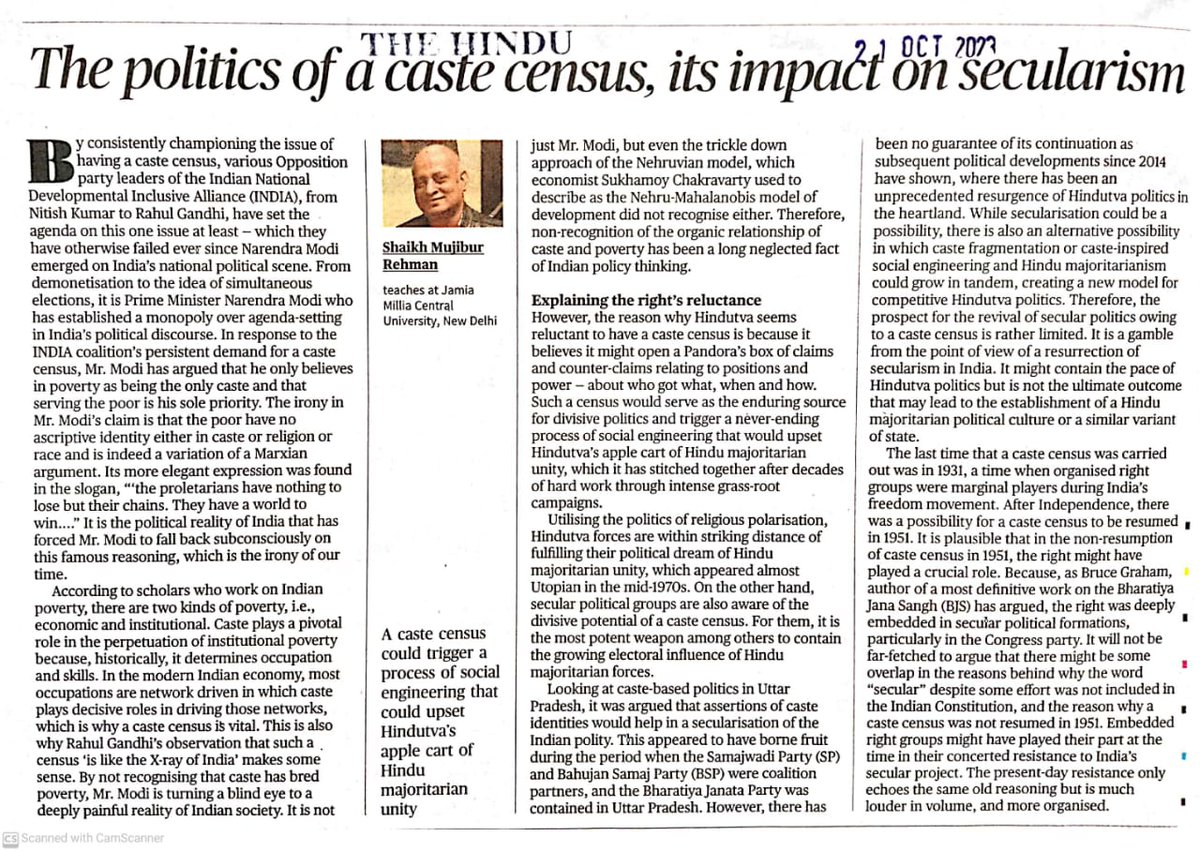 My take on caste census in the Hindu today.
