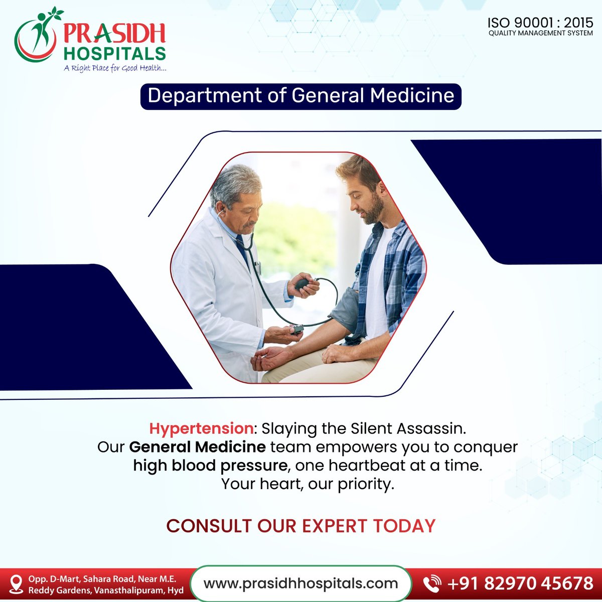 Prasidh Hospital excels in managing hypertension, offering top-notch care for patients dealing with high blood pressure. Our experienced team of doctors and specialists employs the latest techniques and medications to provide effective treatment. 

#generalmedicine #hypertension