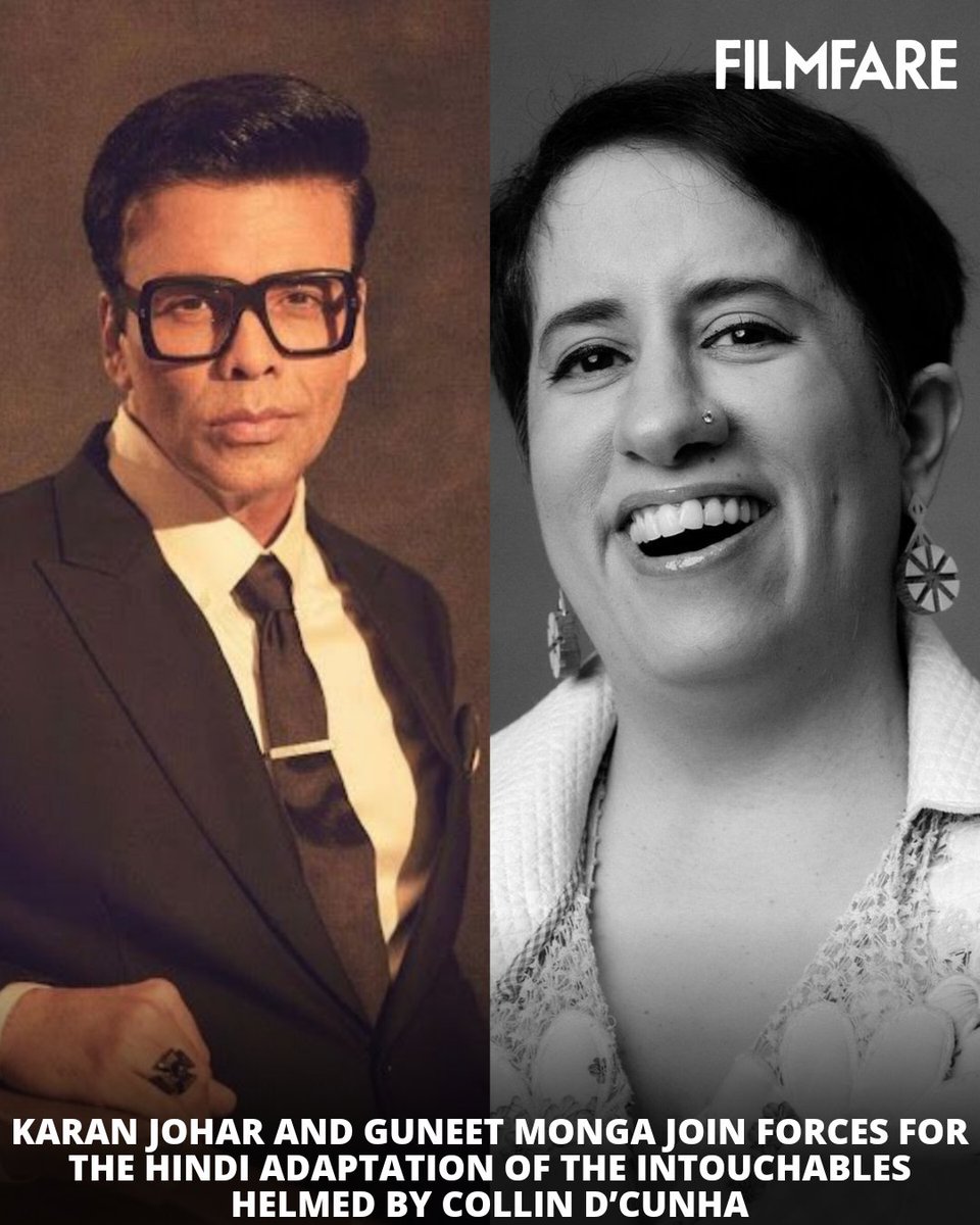 #GuneetMonga and #KaranJohar are moving ahead with their Hindi adaptation of French comedy film #TheIntouchables, which will be directed by #CollinDCunha. 🎬✨
