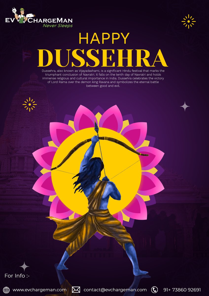 evchargeman's tweet photo. Happy Dussehra to you and your family. On this auspicious day of Dussehra… I wish you every happiness and the fulfillment of all your dreams.

For more details, visit us at https://t.co/lhqFgwdw2o
Contact: +91-7386092691, reach us through mail: sales@evchargeman.com https://t.co/eLFu0gSmsc