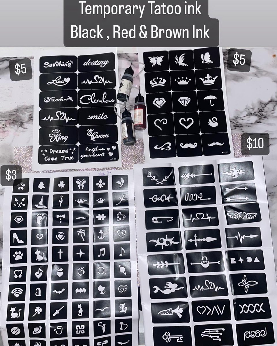 TatiYuDigg's tweet image. I finally got my ink 🩸 Temp Tatoo service is here !! Now available! Can book your nails appt &amp;amp; add any of these 😍all vary deffirent shapes = deffirent prices #affordable #Tingz #Luxury I will be adding the Hennna / Tattooo &amp;amp; mani pedi service for todler starting next month 💕