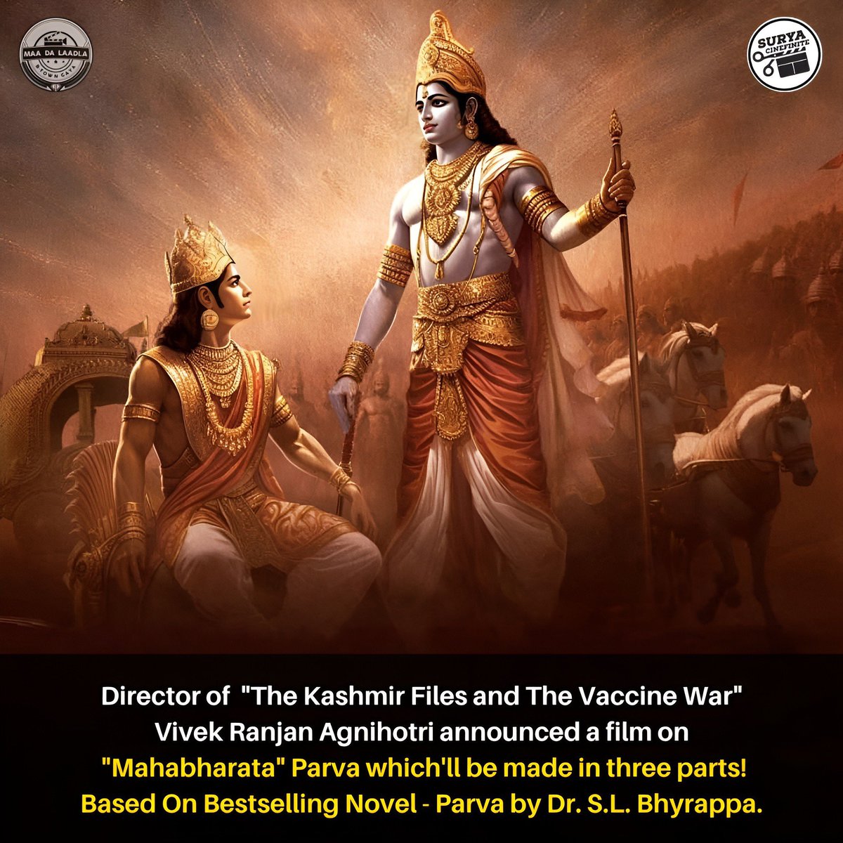 Director Vivek Ranjan Agnihotri announced his next film on Mahabharata - #Parva: A Bestselling Novel by #SLBhyrappa. 🏹 

#Mahabharata #VivekRanjanAgnihotri #TheVaccineWar #TheKashmirFiles