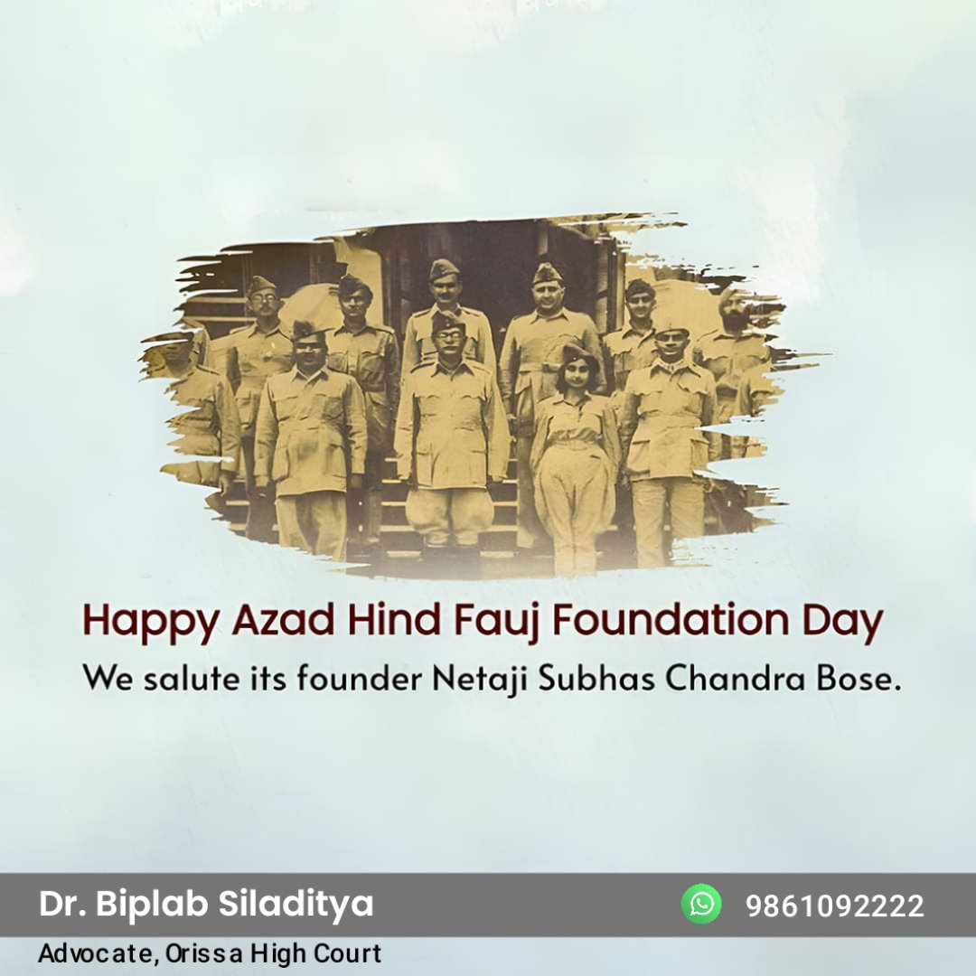 ' When we stand, the Azad Hind Fauj has to be like a wall of granite; when we march, the Azad Hind Fauj has to be like a steamroller ' -
Subash Chandta Bose

This year marks the 77th anniversary of the Azad Hind Fauj foundation day.
#FreedomStruggle #India 🇮🇳
#AzadHindFauz
