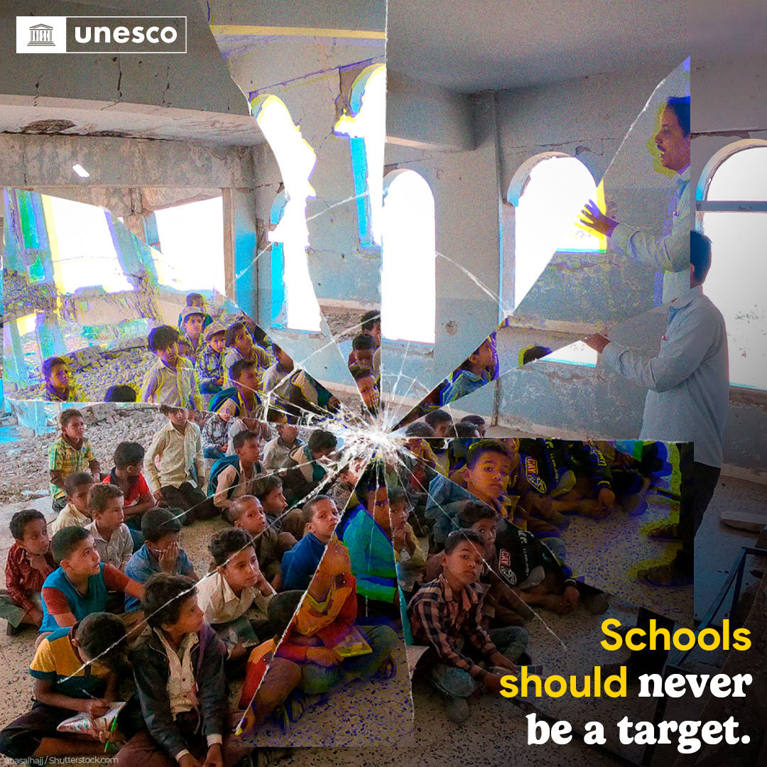 Schools should always be safe havens. Never targets.

Let’s #ProtectEducationFromAttack.

on.unesco.org/3gV3JgE