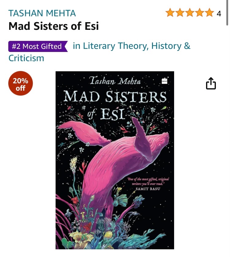 Happy three week birthday to #MadSistersofEsi! Last night, it was #2 most gifted in Science Fiction, which was lovely. Today, it’s #2 most gifted in the category of Literary Theory, History, and Criticism, which is just funny.