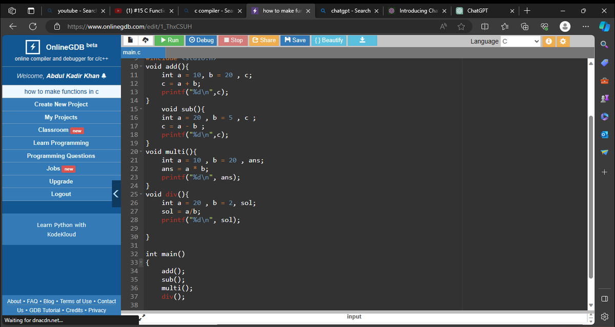 Kadirkhanoffic1's tweet image. just revising how to create functions , 3rd day of #15daysofcode