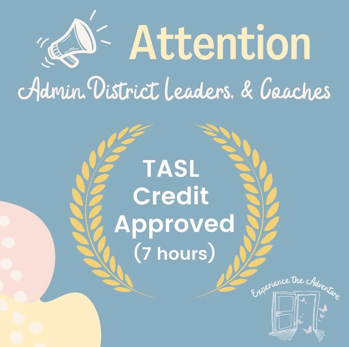 MCLA_Chapter's tweet image. Exciting news for administrators, district leaders, and coaches! Attend the 2023 LAT Conference and earn SEVEN TASL Credit hours! You don’t want to miss experiencing the adventure at this conference 🚪🦋 #2023LATCON

Link to Register: bit.ly/latcon2023