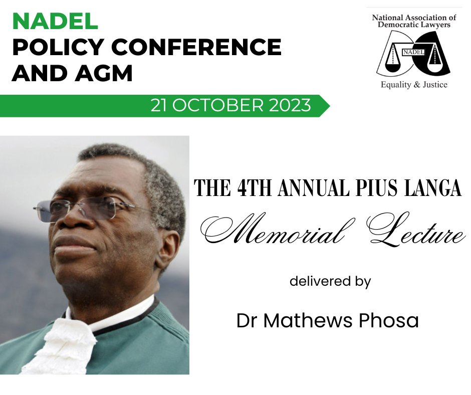 NADEL Policy Conference - 21 October 2023

Dr Mathews Phosa delivers the 4th Annual Pius Langa Memorial Lecture.

#NADELconference2023
#NADELagm2023
#NADELdigimag
#NADELprogressivelawyer