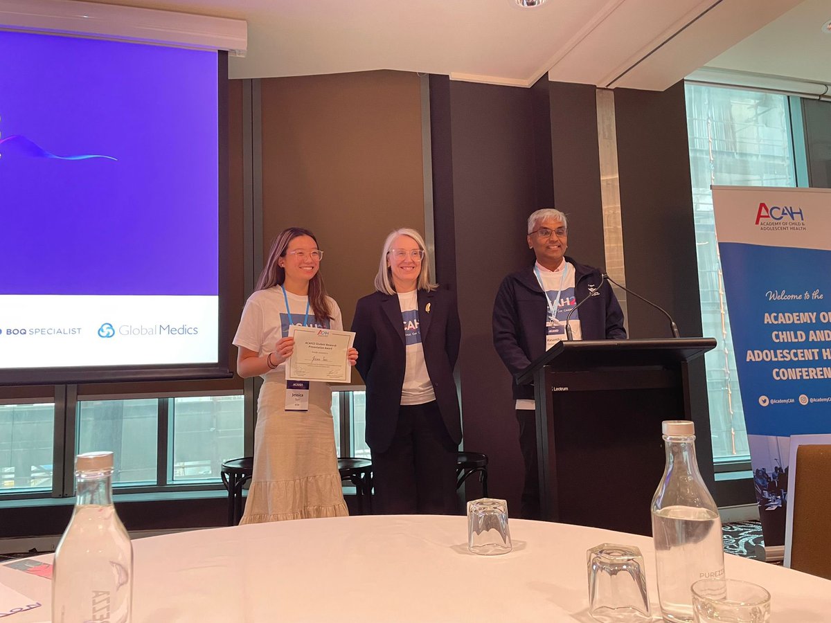 Congratulations to our ACAH23 research presentation award winners 🎉🎉 

Well done to all of the fantastic speakers and research presentations! #ACAH23 #childandadolescenthealth #paediatrics