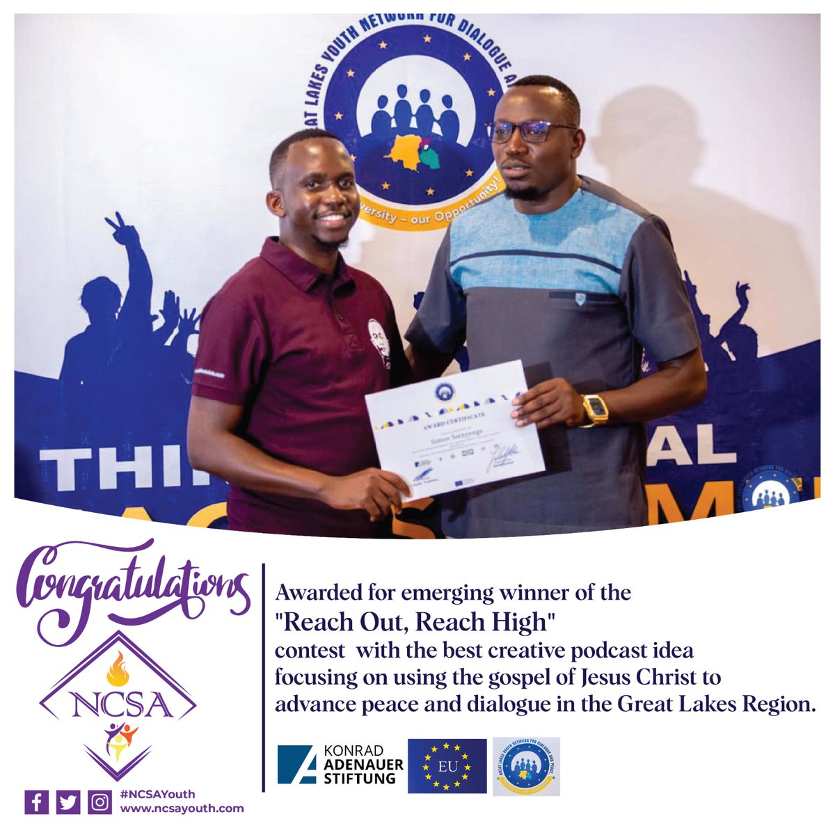 ncsayouth's tweet photo. Watch a video of our Director, Simon Ssenyonga addressing participants at the 3rd Annual Peace Summer School moments before he gets awarded for best presentation.
🎥: https://t.co/u8BGwjQg8E
#NCSAYouth
#TheyShallDoExploits https://t.co/jRdt4RvAMG