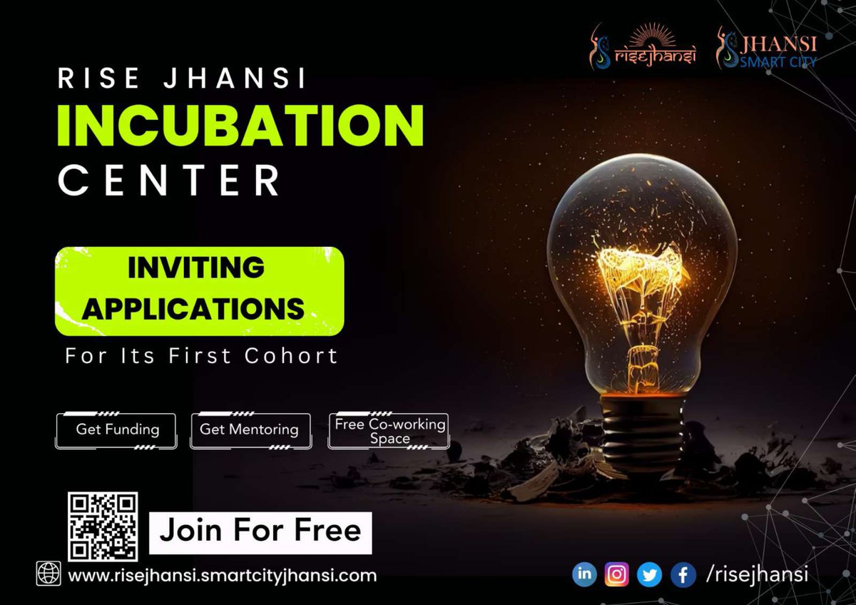 SmartCities_HUA's tweet image. Exciting News from the Rise Jhansi Incubation Center!

RISE JHANSI INCUBATION CENTER has opened the doors for applications to join our #Firstbatch.