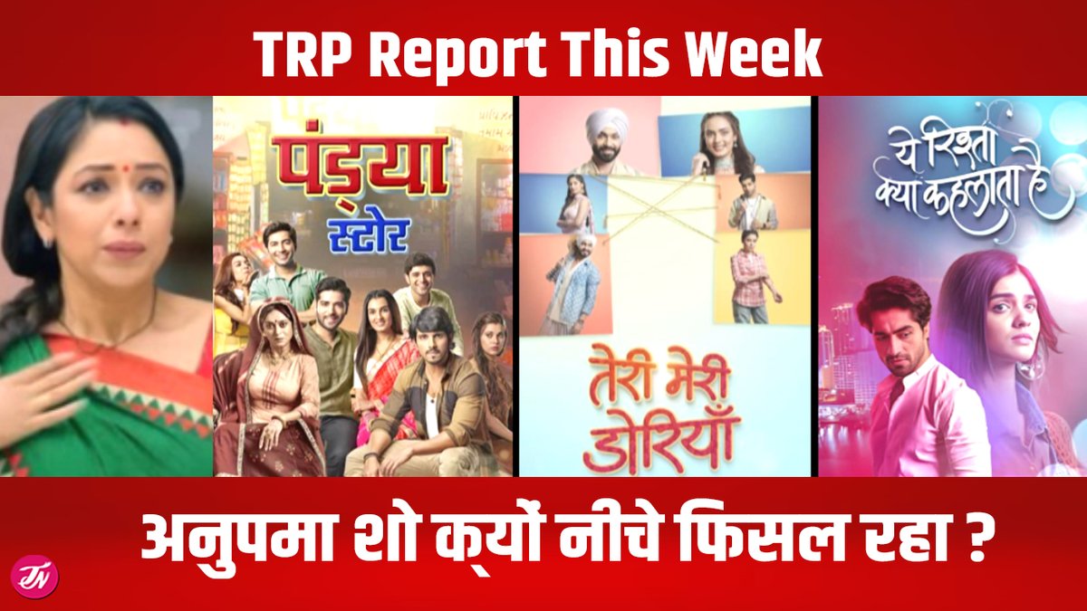 mrityunjayk511's tweet photo. TRP THIS WEEK Top 5 Anupamaa शो खिसकने लगी पीछे,Ghum Hai Kisikey Pyaar Mein और Pandya Store की अच्छी पज़िशन । #Anupamaa #TRPThisWeek #GhumHaiKisikeyPyaarMein #PandyaStore #YehRishtaKyaKehlata hai For More Details Click On https://t.co/PosdqPs53i https://t.co/QR0thvKByw