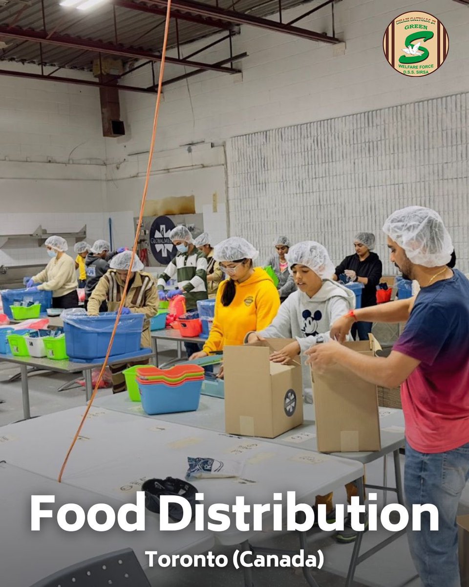 GreenSwelfares's tweet photo. In challenging times, kindness stands stronger! Under the guidance of Saint Dr. @Gurmeetramrahim Singh Ji Insan, Shah Satnam Ji Green 'S' Welfare force Wing volunteers from🇨🇦Toronto collaborated with Global Medics Canada to assemble 5,744 food boxes. These aren't just meals; they're lifelines of hope and care for those hit by natural disasters. Together, we can make a real difference! #FoodBank #DisasterManagement #DeraSachaSauda