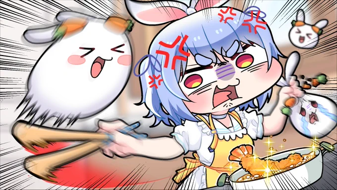 料理配信で野うさぎと本気のプロレスを繰り広げる兎田ぺこら #ぺこらーと