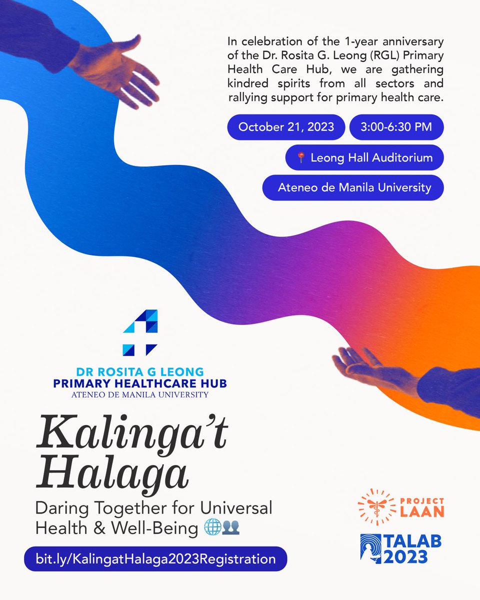 TheGUIDON's tweet photo. HAPPENING LATER: In celebration of the one-year anniversary of the Dr. Rosita G. Leong (RGL) Primary Health Care Hub, “Kalinga’t Halaga: Daring Together for Universal Health & Well-Being” will be held at the Leong Hall Auditorium at 3:30 PM. | via @Anna_TheGUIDON

#TALABPersonsForOthers