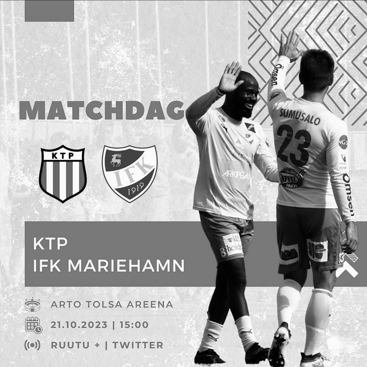 andrekarringyao's tweet photo. Gameday! Klockan 15:00 är de avspark i Kotka och för IFKs del är det bara 3p som gäller om man vill ha chansen att spela en 20:e säsong i Veikkausliiga. Ni vet förutsättningarna, vi hörs och ses på Ruutu+ i eftermiddag! #veikkausliiga #ifk1919 #fcktp https://t.co/0Qb1AuiEH7