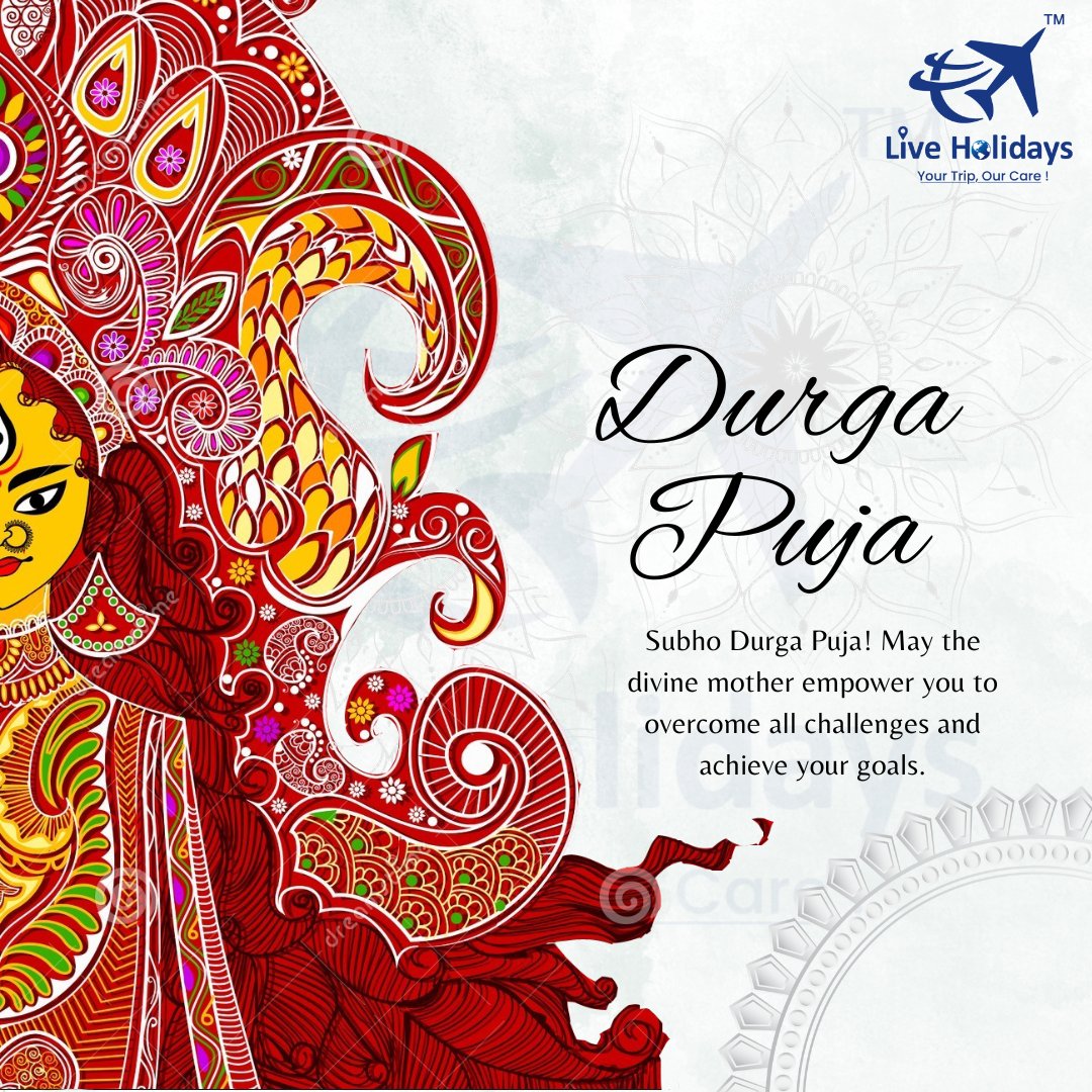 May Maa Durga's radiance forever enhance your days. May triumph adorn your path, And prosperity forever blaze. #DurgaPuja #ShubhoBijoya #MaaDurga #DivineFeminine #VictoryOverEvil #CelebrationOfLife #FestivalOfJoy #Prosperity #Blessings #NewBeginnings #liveholidays