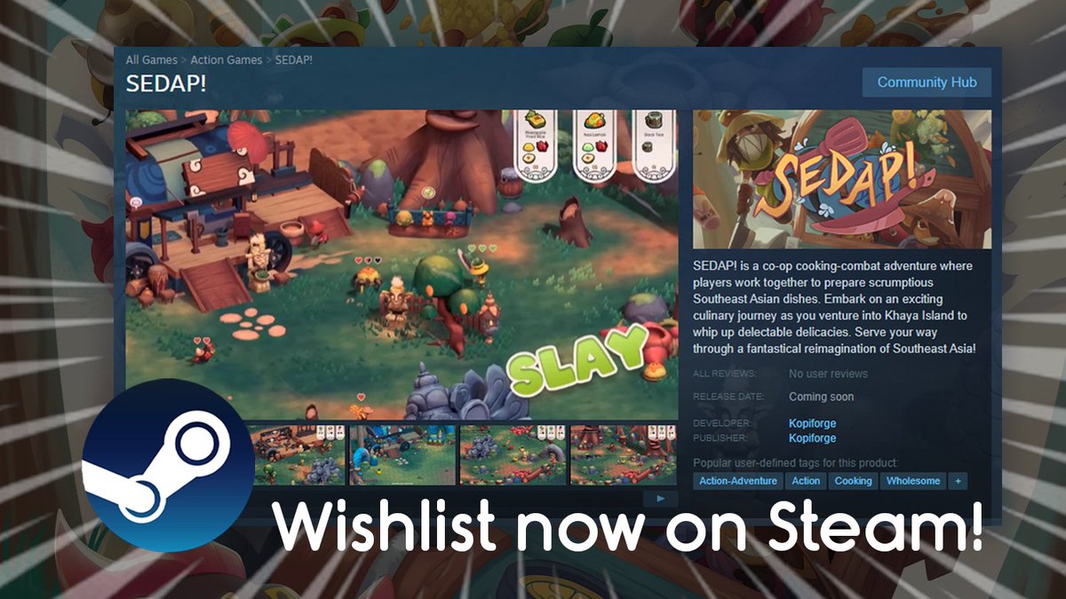 🚨 RETWEETS APPRECIATED 🚨   

THAT'S RIGHT, WE'RE NOW ON STEAM‼️ 
store.steampowered.com/app/2650730/SE…

Wishlist SEDAP! now and don't forget to share it with your friends! 🍗
#seagamedev #indiegamedev #gamedev #screenshotsaturday