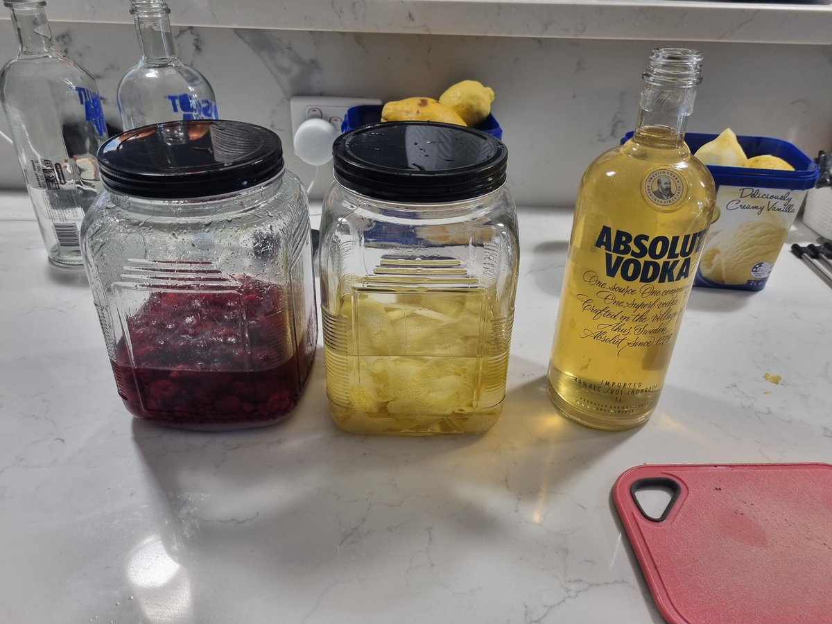 RedPandaDoge's tweet photo. Getting ready for the next few months, home made raspberry infused vodka, and limoncello!

Homegrown raspberries and lemons! https://t.co/rYeW2rIIKc