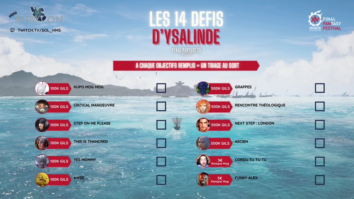 sol_hms's tweet image. On démarre dans quelques instants !

@Cordulius_FR , @CatnGeek , @Razaan_Klvr  et @Ysalinde sont dans les starting blocks !

Les 14 défis d&apos;Ysalinde commencent !

#FFXIVFanFest #FFXIV #DAWNTRAIL