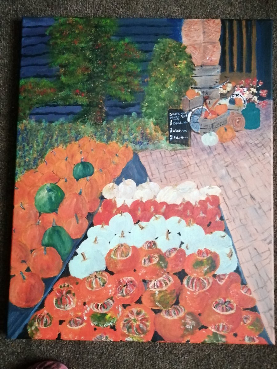 Glendabuzz's tweet photo. Thought i would do something a bit different
#acrylic #painting #Castlefarm #Kent #Shoreham #pumpkins https://t.co/LsqWyNlQfY