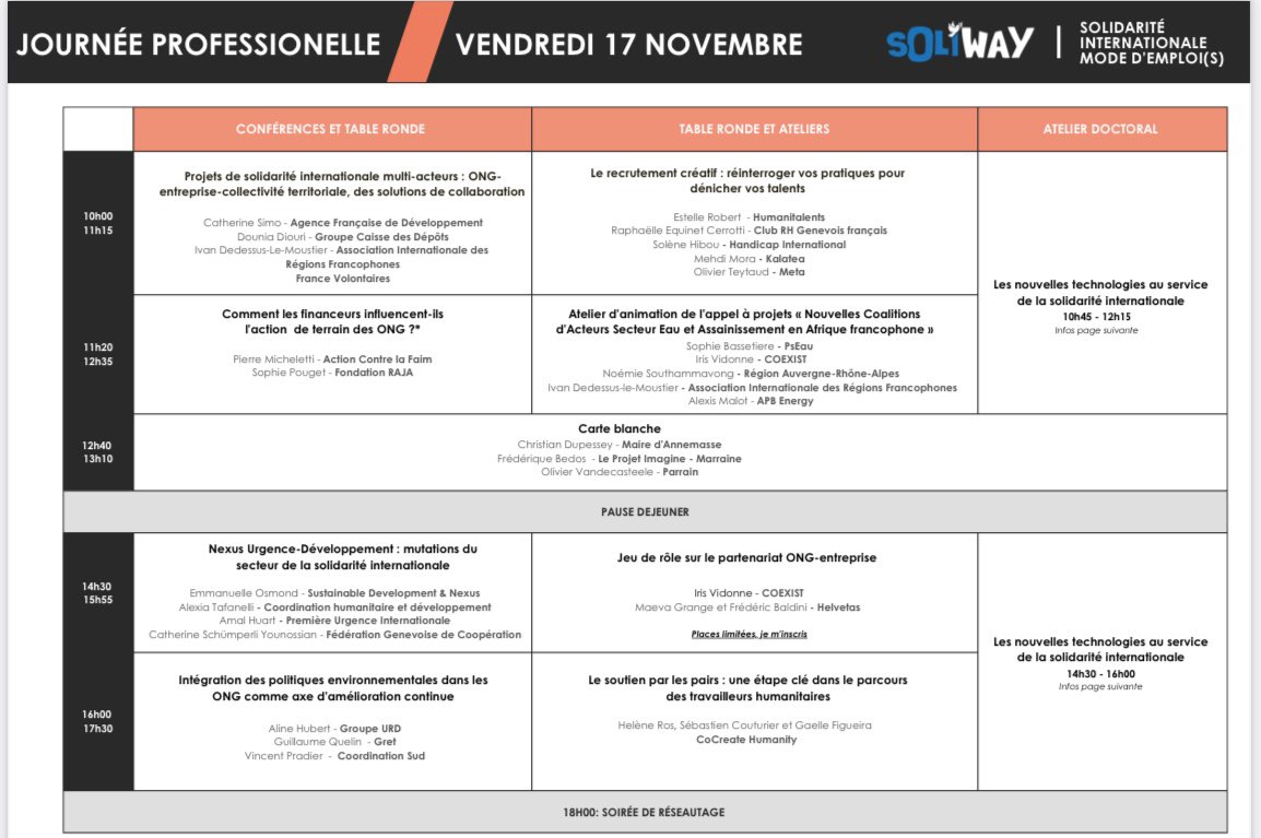 HRos_CCH's tweet photo. Salon SOLIWAY des 17 et 18 novembre organisé par la Cité de la Solidarité Internationale. L'équipe de CoCreate Humanity (CCH) présentera « Le soutien par les pairs : une étape clé dans le parcours des travailleurs humanitaires » à 16h.
https://t.co/jlFYzPDr14 https://t.co/cIY2Dmnqiy