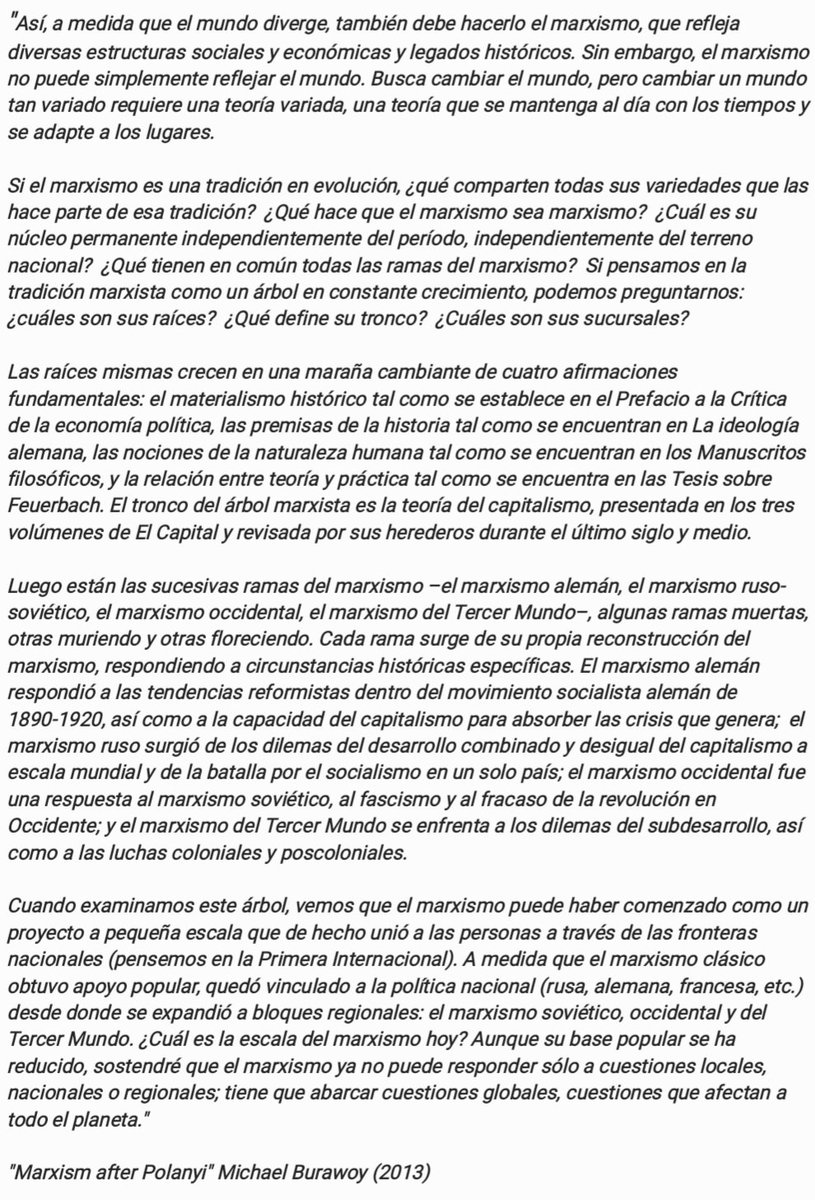 la_casamata's tweet photo. Hacemos Rt a un hilo nuestro  con sugerente metáfora del árbol con sus raíces, tronco, ramas (las vivas y las muertas o podridas) para explicar el desarrollo del marxismo por parte de Michael Burawoy.

Imágenes con fragmentos sacados de dos textos suyos 👇 https://t.co/Y6dfmEW7lT