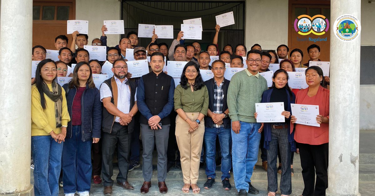 nectarnagaland's tweet photo. Teach Tool: The state-wide Level 2 training on Teach Tool, held across four training stations (Kohima, Dimapur, Mokokchung, Tuensang), concluded on 19th October. A total of 34 Master Trainers (Trainers of Teachers) trained close to 300 School Heads. (1/2)

#teachtool #WorldBank https://t.co/cxEOP3f2iT