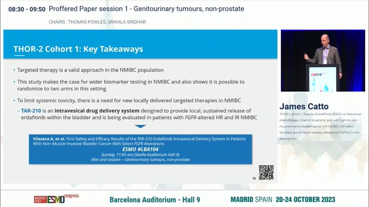 Great Kick-off of ESMO2023 with biomarker-driven bladder cancer treatment! Local Erdafitinib potentially future standard in NMIBC, while in metastatic UC not a promising option…