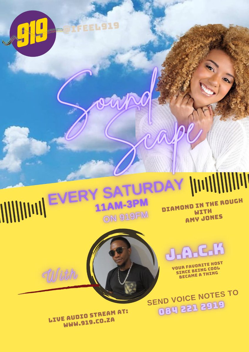 TsholoMaestro's tweet photo. Tune into Sound Scape with Jack on @ifeel919 - 11h00 till 15h00
On your radio: 91.9FM π»
Listen online: https://t.co/yFCmpm9dqY π»
Follow the convo on X @Jack_5foot4 & @ifeel919 #SoundscapeWithJack https://t.co/0VBIycetfT