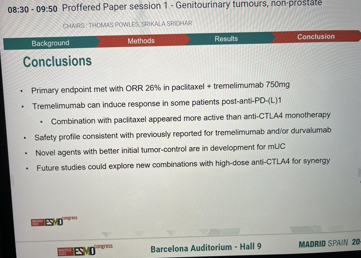 Congrats to Dr. Sarah Einerhand @MichvdHeijden for an investigator initiated trial showing promising ORR with paclitaxel + high dose treme, worthy of further investigation! Excellent discussion by @tompowles1 @Uromigos @myESMO @OncoAlert @Silke_Gillessen @sonpavde @TiansterZhang