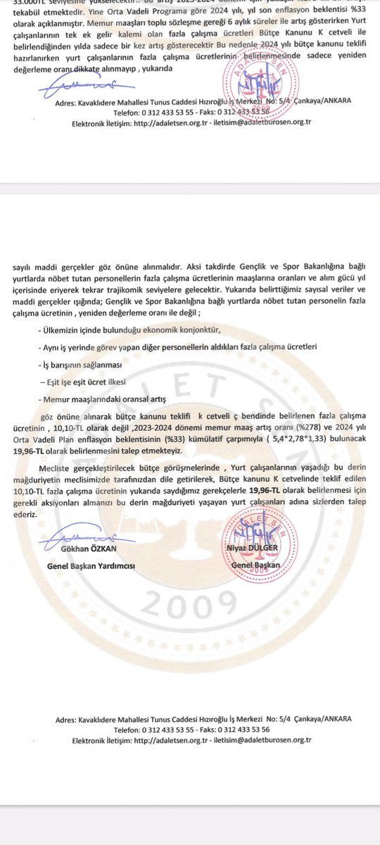 Yurtlarda tutulan nöbet hizmeti karşılığı fazla çalışma ücretinin 99.80-TL olarak belirlenmesine desteklerini bütçeyi onaylayacak siyasi partilerden talep ettik. 

<a href="/akpartiistanbul/">AK Parti İstanbul</a> <a href="/herkesicinCHP/">CHP 🇹🇷</a> <a href="/iyiparti/">İYİ Parti</a> <a href="/MhpTbmmGrubu/">MHP TBMM Grubu #MHP</a> 

Israrımız ve mücadelemiz son ana kadar devam edecek.