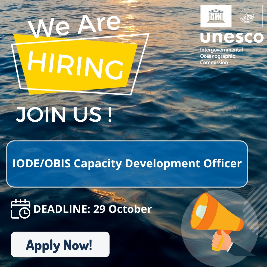 [JOB OPPORTUNITY] We're looking for a Consultant (IODE/OBIS Capacity Development Officer) ⏰ Deadline: 29 October 2023 Apply here 👉 ow.ly/3sCY50PY2Kg
