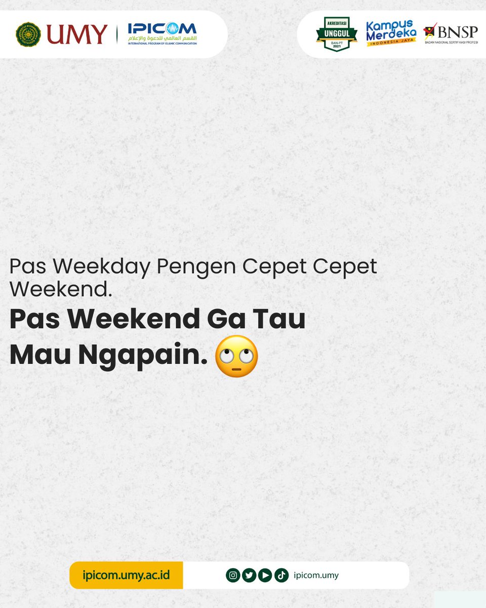 Serba salah jadinya kan, Eh eh sorry malah mimin jadi curhat ehee. Btw IPICOMers ada yang sama kek mimin??

#weeklyreminder #ipicom #kpiumy #umyogya #mahasiswa