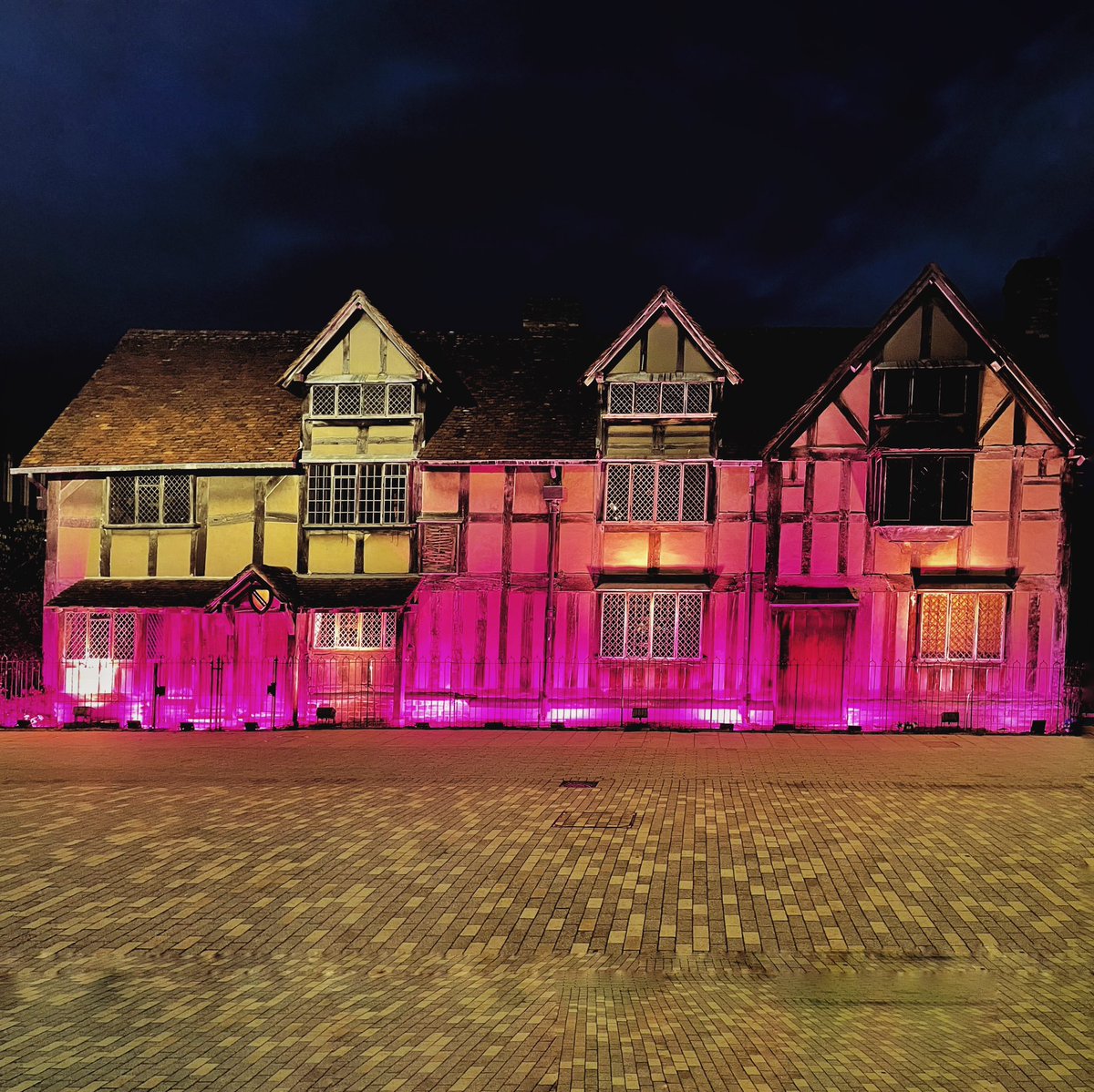 Shakespeare’s Birthplace has been lit up pink…