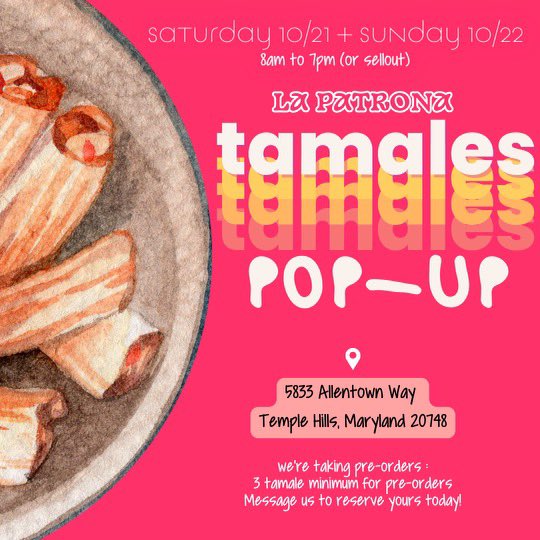 _iamDro's tweet image. Rise and grind!
Fresh tamales today! 
Pin 📍 5833 Allentown Way, Temple Hills, MD 20748